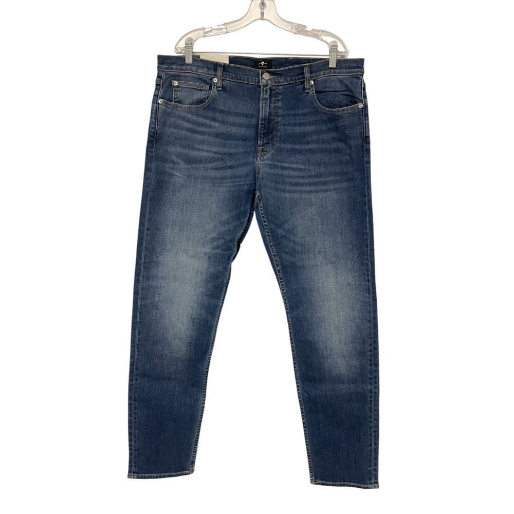 7 For All Mankind Adrien Tapered Leg Jeans Mens Size 38 Blue Denim 5 Pockets NWT
